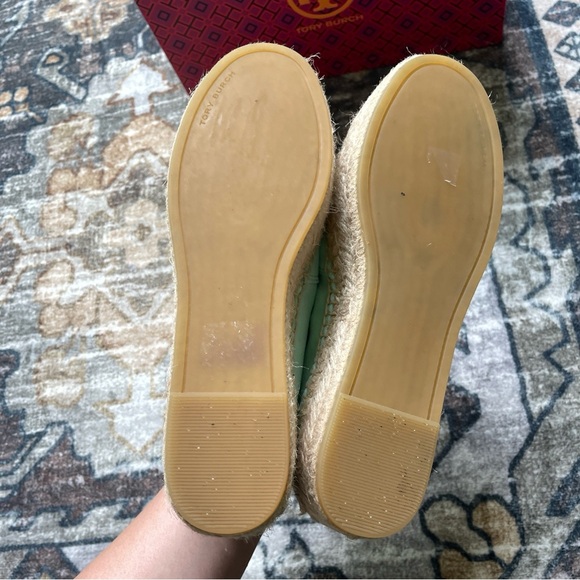 Tory Burch Everly Platform Soft Aqua Royal Suede Espadrilles - Picture 8 of 9
